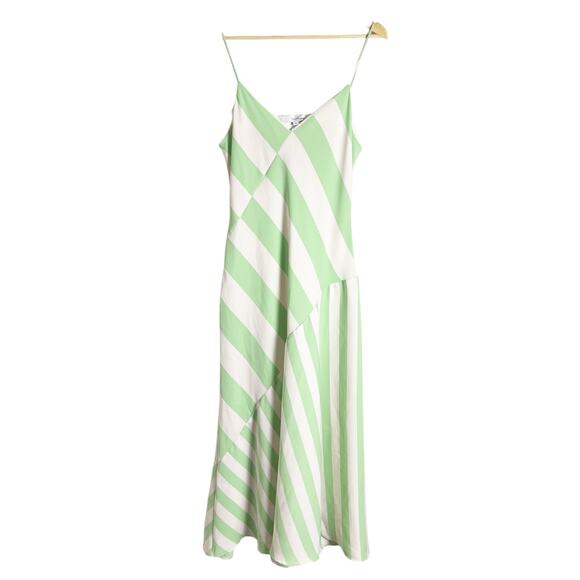 Saunders Collective Mint Imman Striped Sleeveless V-Neck Slip Midi Dress Size 12 - Picture 5 of 13